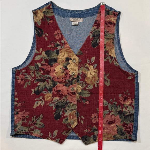 STAMPEDE Vintage Floral Tapestry Vest Size Medium - Picture 7 of 8